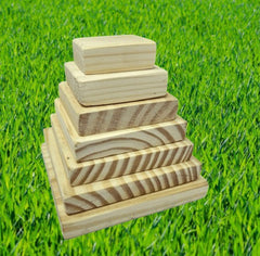 Wooden Seven stones Tiles 7 Lagori Pitthu with 1 Ball Wooden Toy Game - Multicolor