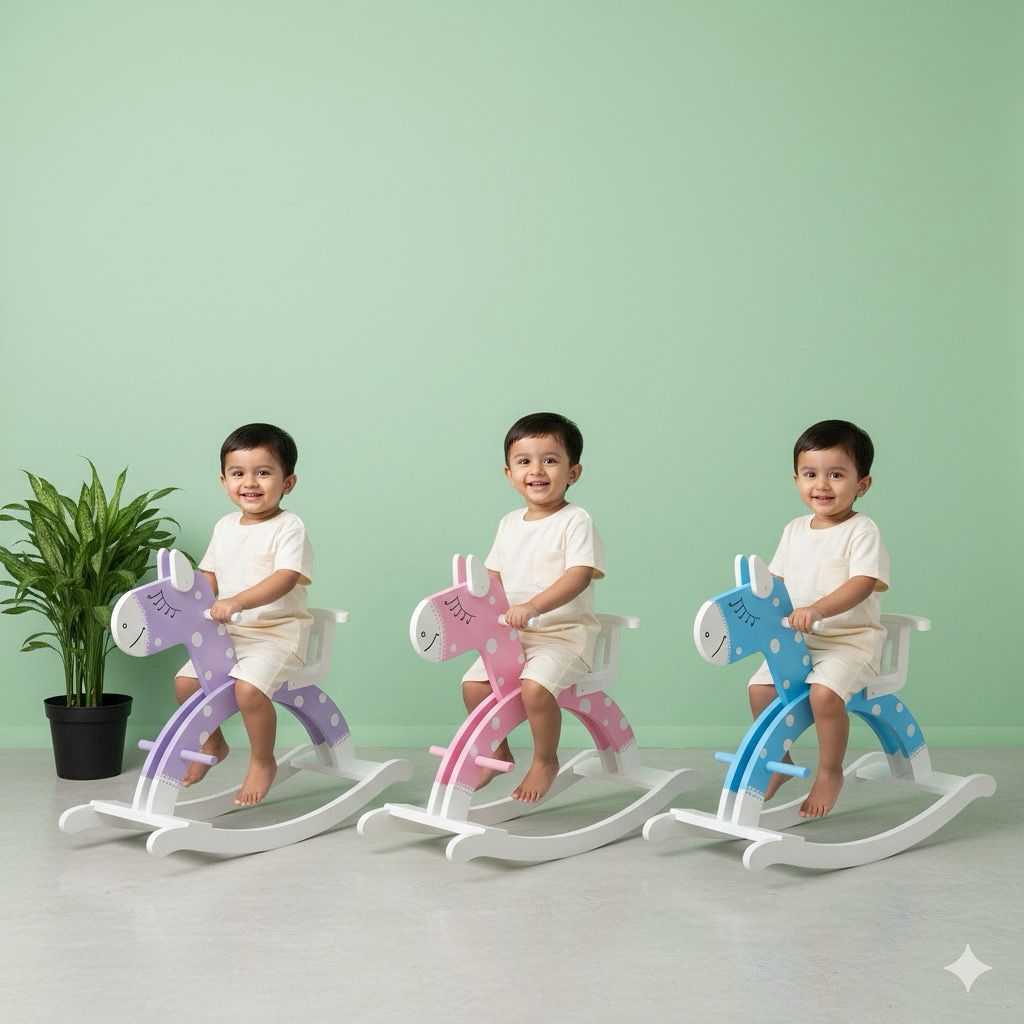 Baby Polka Rocking Horse with Back support - Pink -Read Description