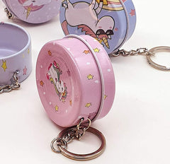 Metal Mini Tin Storage Box With Key Chain - Pack of Any Design 1 piece - Round