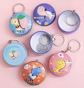 Metal Mini Tin Storage Box With Key Chain - Pack of Any Design 1 piece - Round