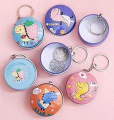 Metal Mini Tin Storage Box With Key Chain - Pack of Any Design 1 piece - Round