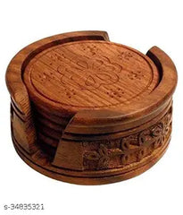 Wooden Tea coaster set of 6 plates