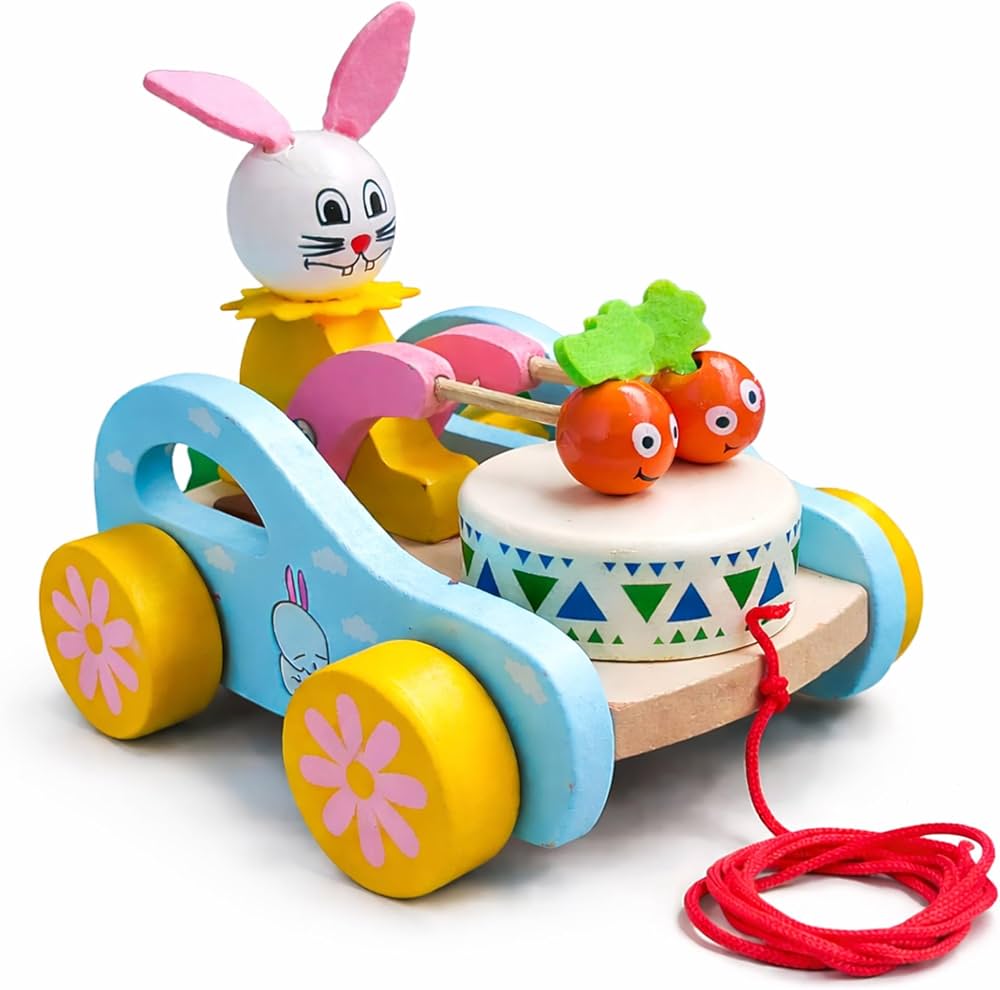 Wooden Bunny cart Pull along
