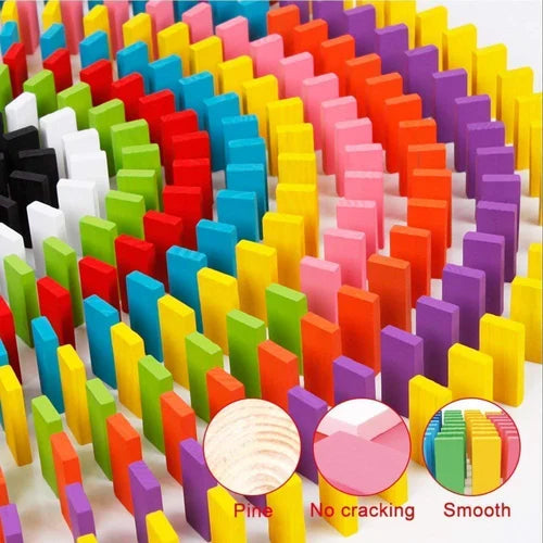 120 PCS Super Domino Blocks, 12 Colors Bulk Wooden Dominoes - Open Ended Building Block Tile