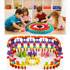 120 PCS Super Domino Blocks, 12 Colors Bulk Wooden Dominoes - Open Ended Building Block Tile