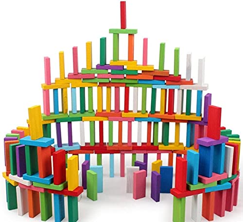 120 PCS Super Domino Blocks, 12 Colors Bulk Wooden Dominoes - Open Ended Building Block Tile