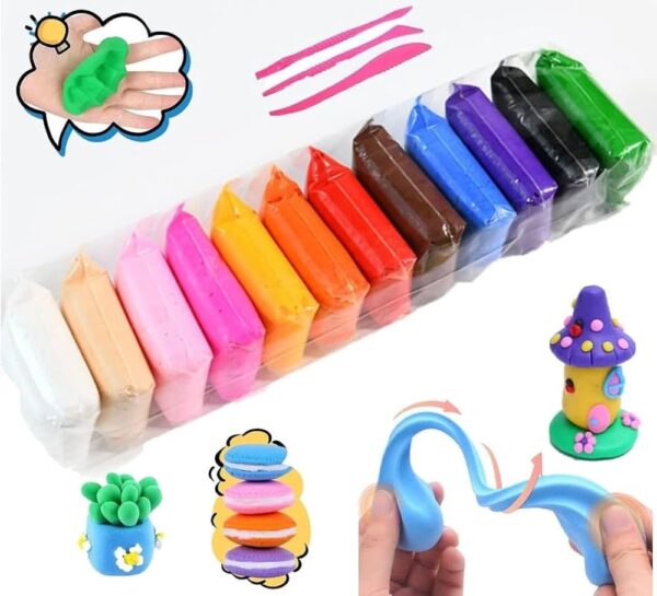 12 In 1 Soft Clay For Kids - DIY Air dry clay with tools