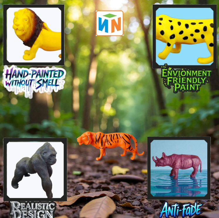 12 Pieces Wildlife Animal Set for Kids - Big Multicolor