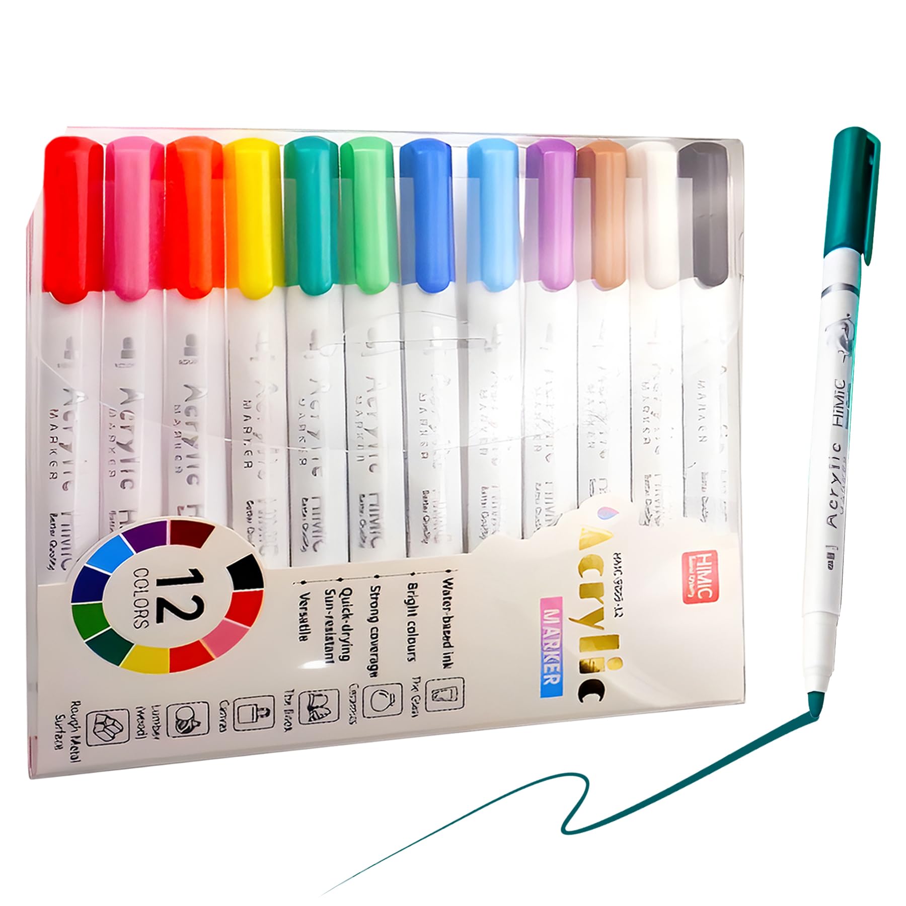 12 pcs of Acrylic Paint Marker Pens Water Based