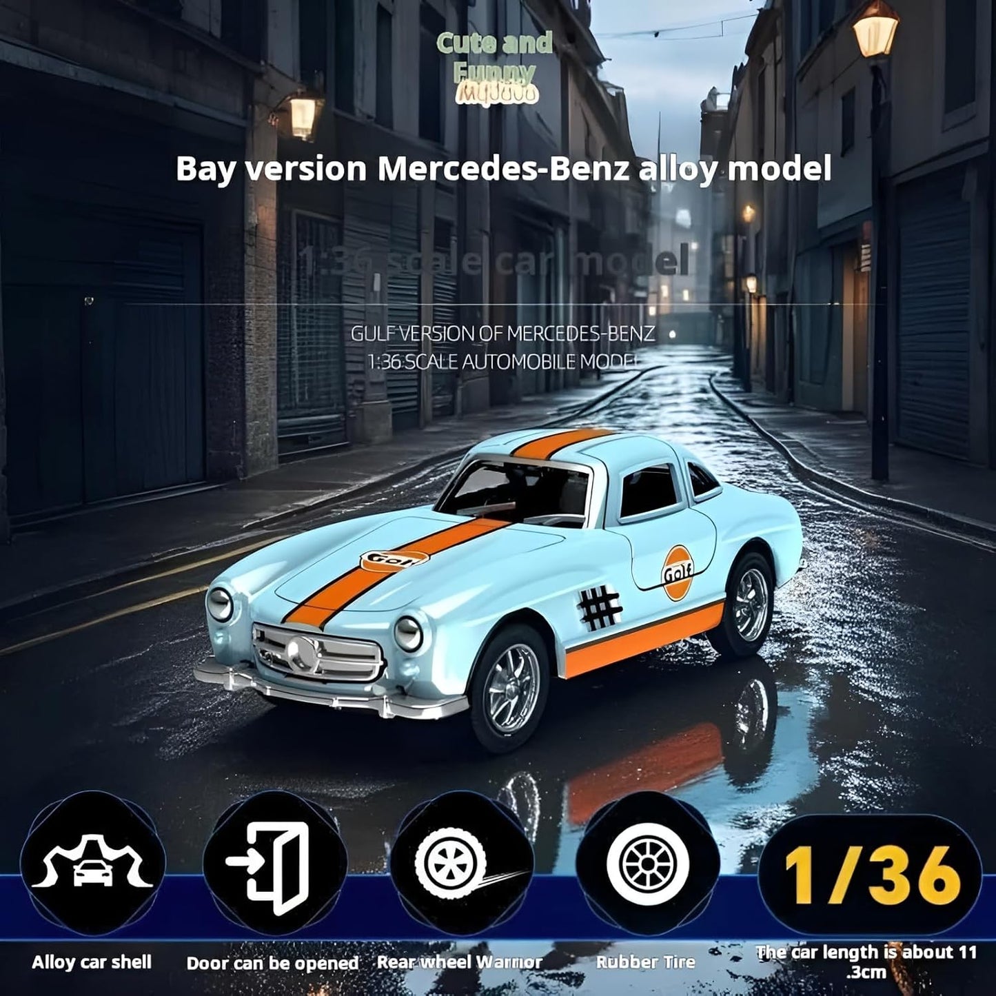1:36 Scale Die Cast Mercedez-Benz Alloy Car Toy with Sound and Music