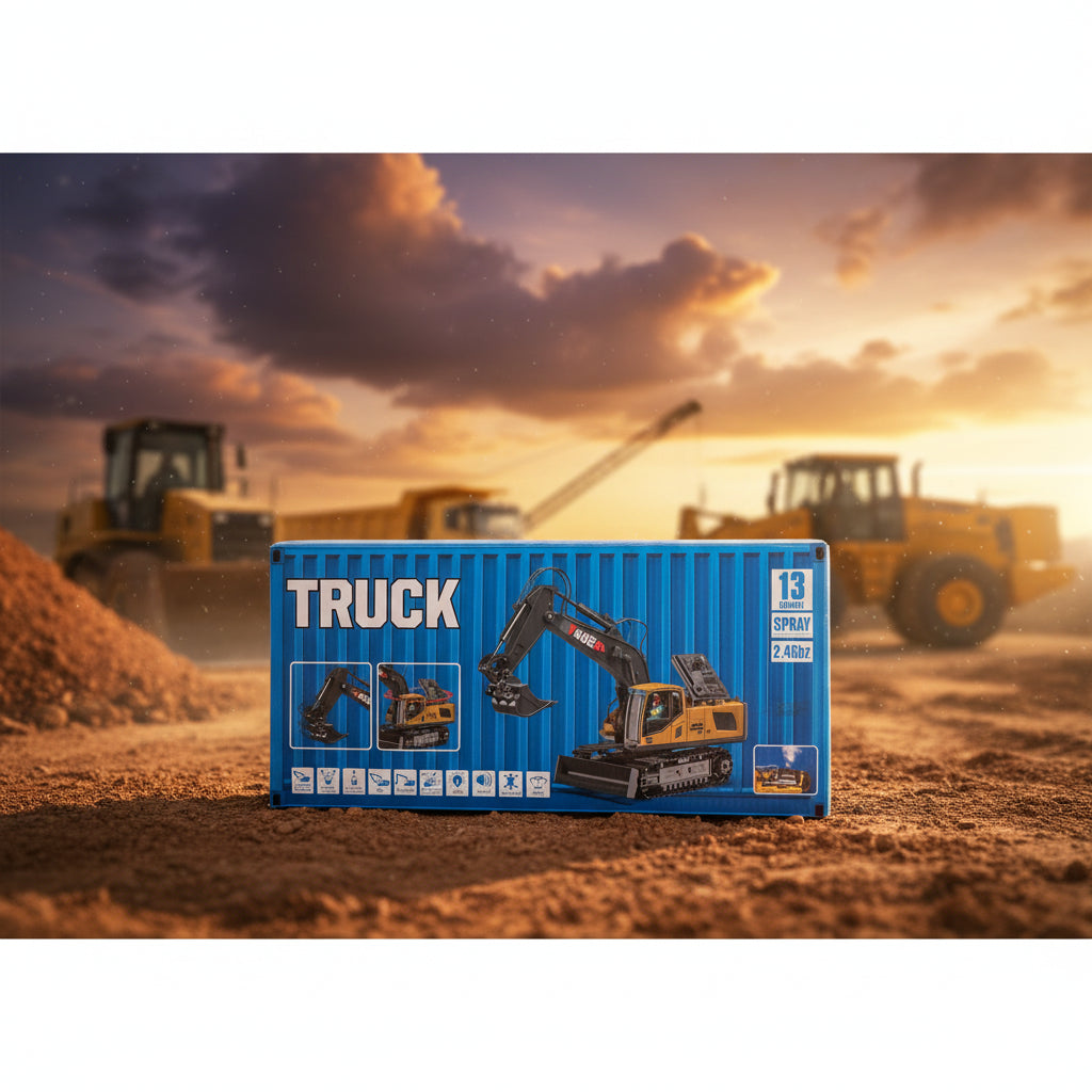 13 Channel Rc Excavator Truck Toys Metal Shovel, 1/18 Remote Control Construction Vehicles Tractor, 2.4Ghz