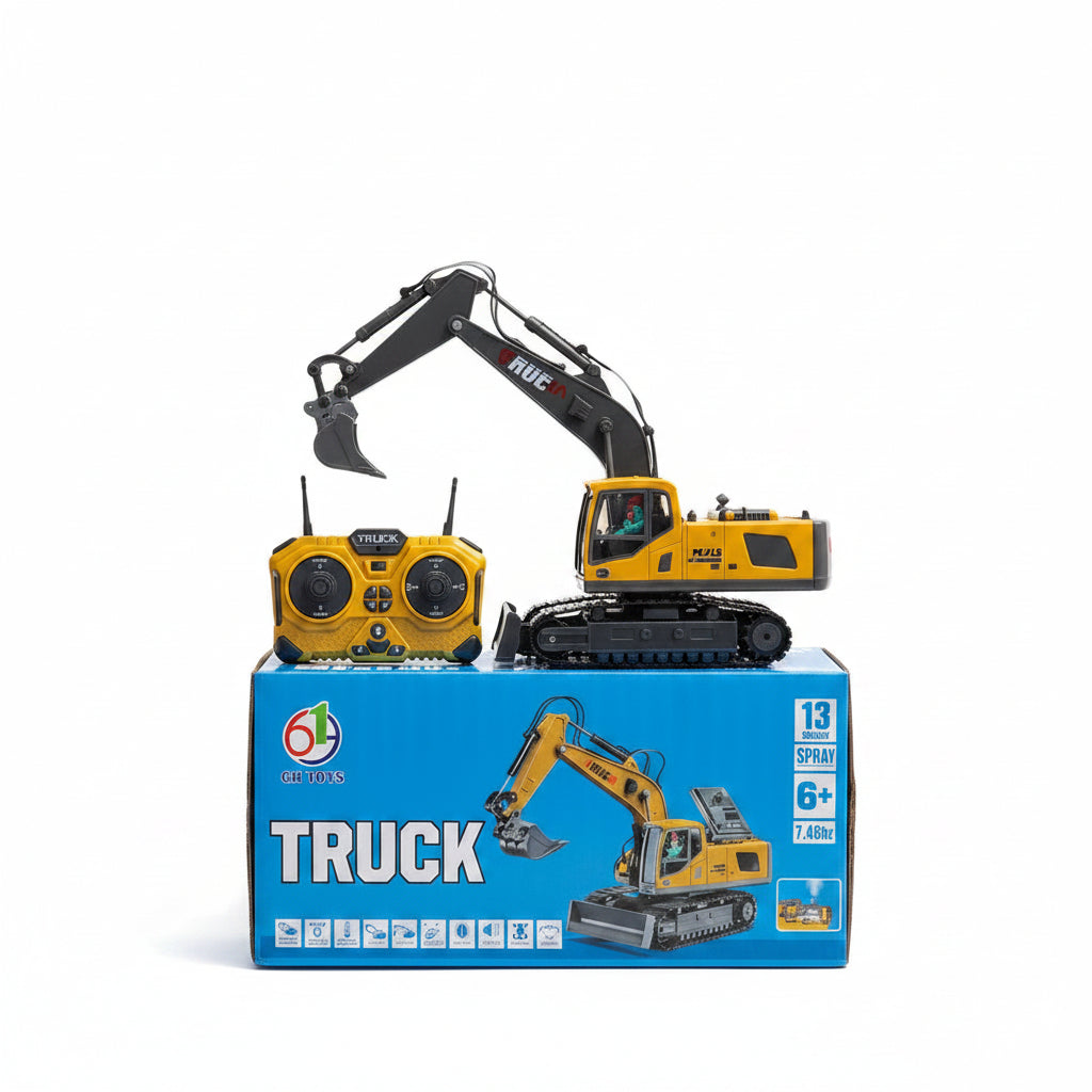 13 Channel Rc Excavator Truck Toys Metal Shovel, 1/18 Remote Control Construction Vehicles Tractor, 2.4Ghz