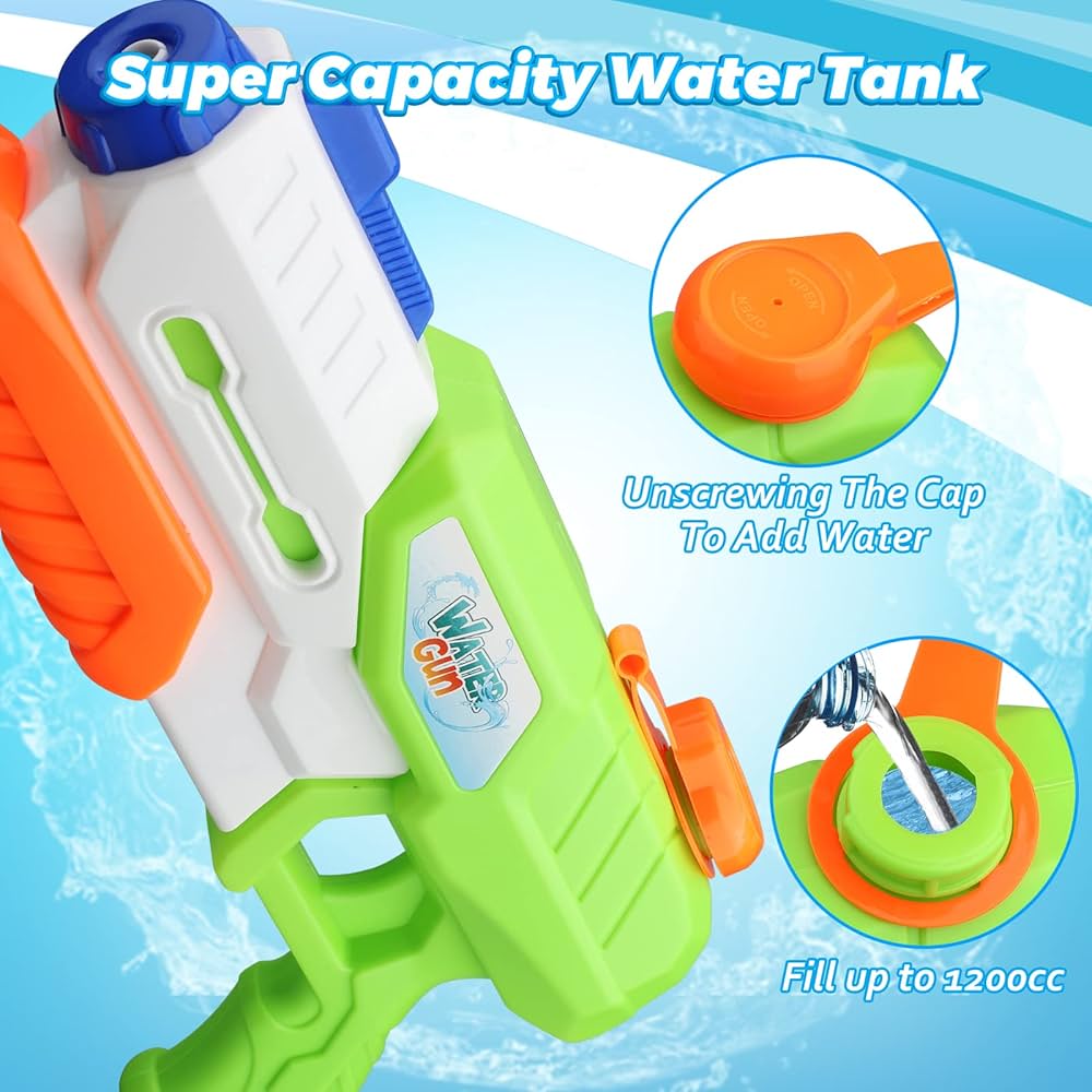 Jumbo 1200 cc Water Guns, Cool Powerful Water Pistol for Kids Adults, Water Blaster Pistols, Beach Pool Toys Outdoor Games Garden Beach Summer, Fun Party Swimming Pool Game for Children Boys Girls
