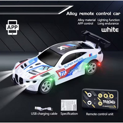 1:64 Mini RC Car Dual Mode 2.4G Dritf Racing Alloy Remote Control Car -Mobile App Control-Any 1