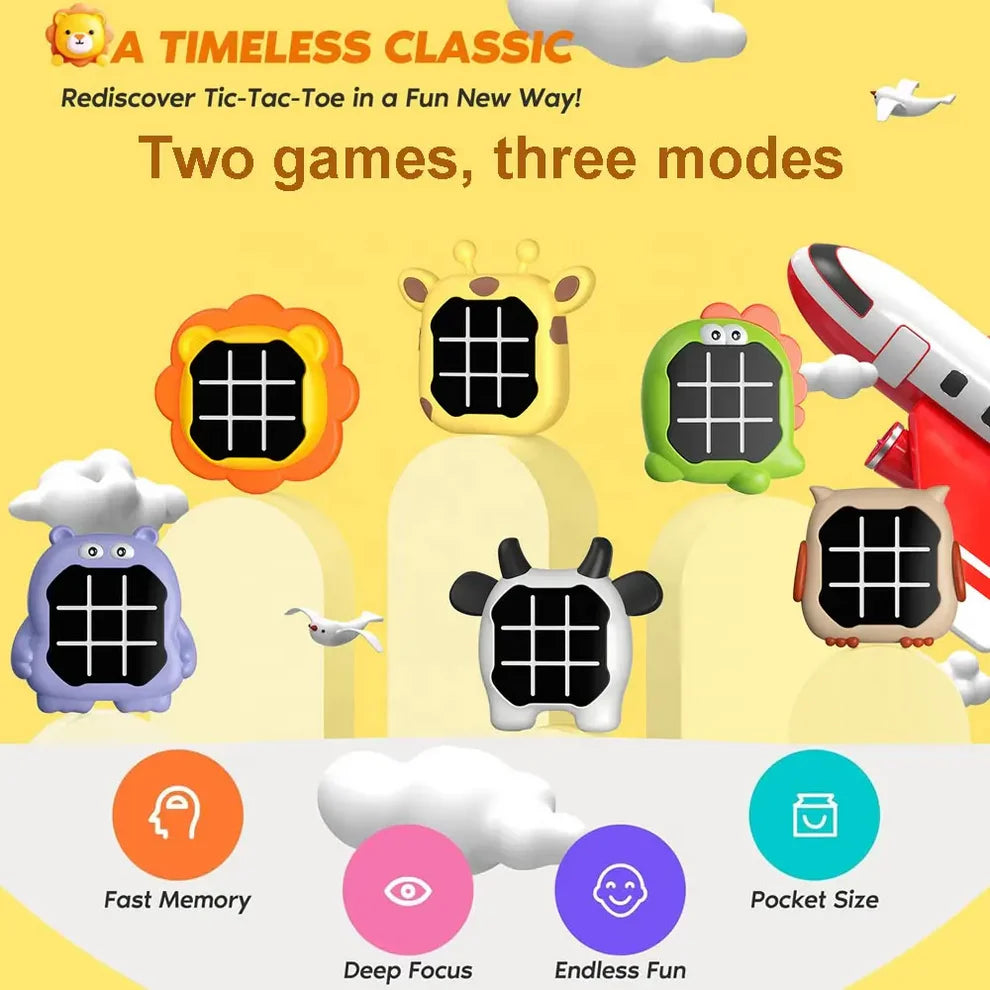 2-in-1 Tic Tac Toe Portable Game - Play Anytime, Anywhere!(Battery Included)