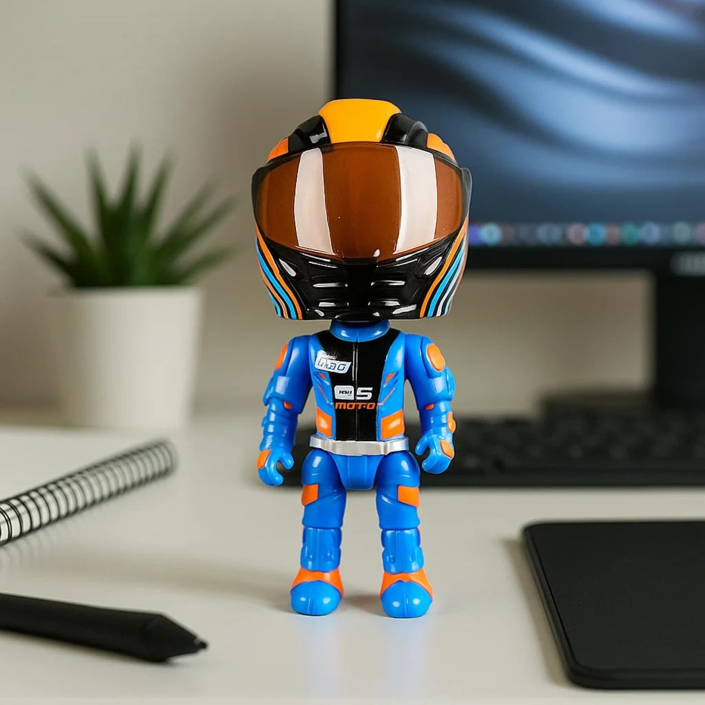 2-in-1 Transforming Helmet Toy | Die-Cast Metal Racer Mini Figure | Motorcycle Action Collectible (Helmet Rider) (Without Bike)-Any 1