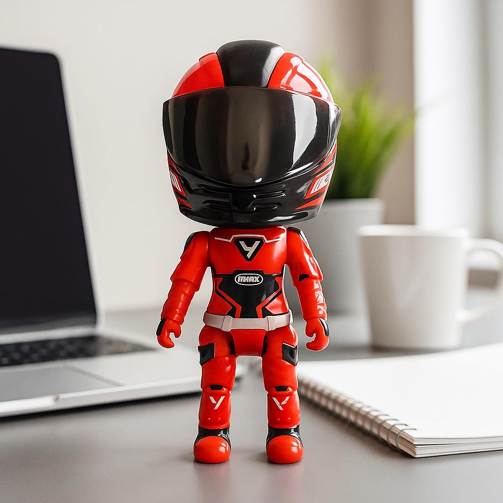 2-in-1 Transforming Helmet Toy | Die-Cast Metal Racer Mini Figure | Motorcycle Action Collectible (Helmet Rider) (Without Bike)-Any 1