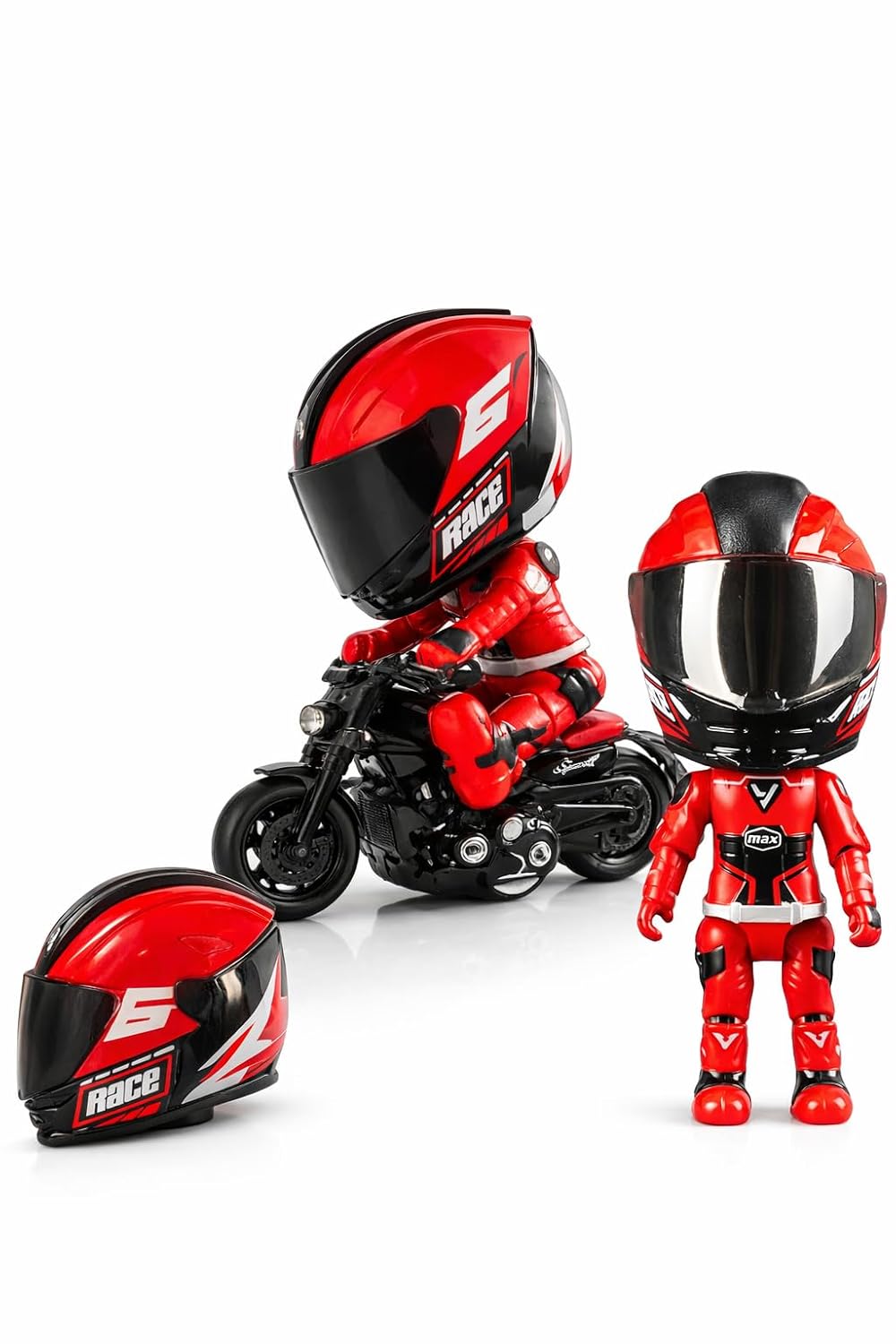 2-in-1 Transforming Helmet Toy | Die-Cast Metal Racer Mini Figure | Motorcycle Action Collectible (Helmet Rider) (Without Bike)-Any 1