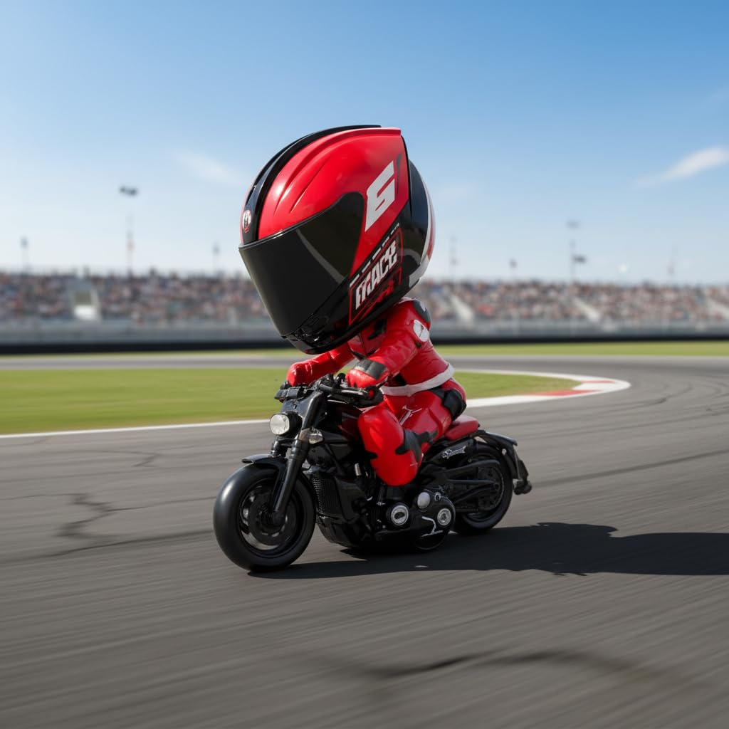 2-in-1 Transforming Helmet Toy | Die-Cast Metal Racer Mini Figure | Motorcycle Action Collectible (Helmet Rider) (Without Bike)-Any 1
