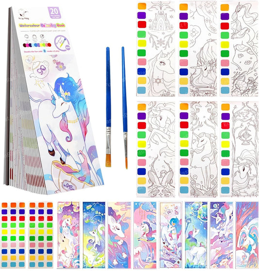 Big 2-in-1 Watercolor Coloring Book for Kids – 20 Sheets Unicorn Painting & Drawing