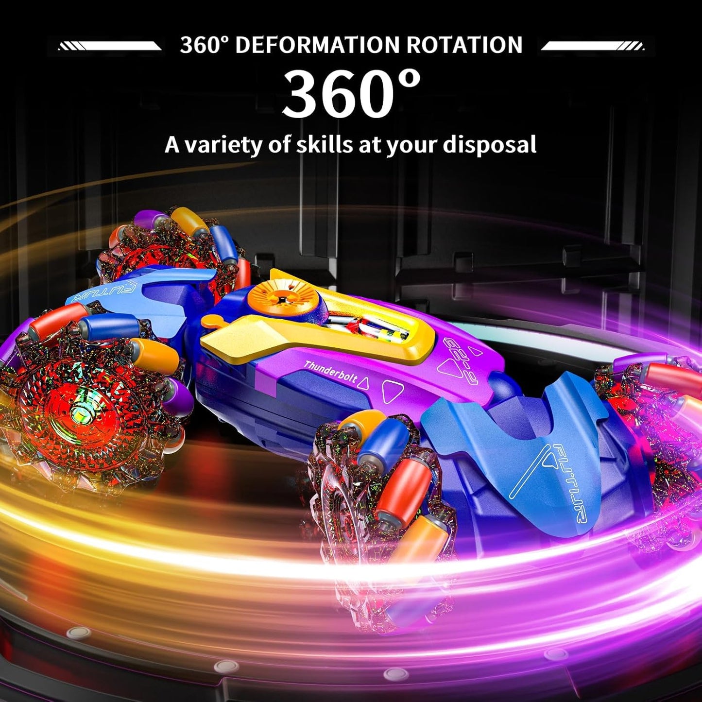 2.4Ghz Remote Control Torsion Stunt Car | 360° Rotation RC Car with Spray, LED Lights & Music