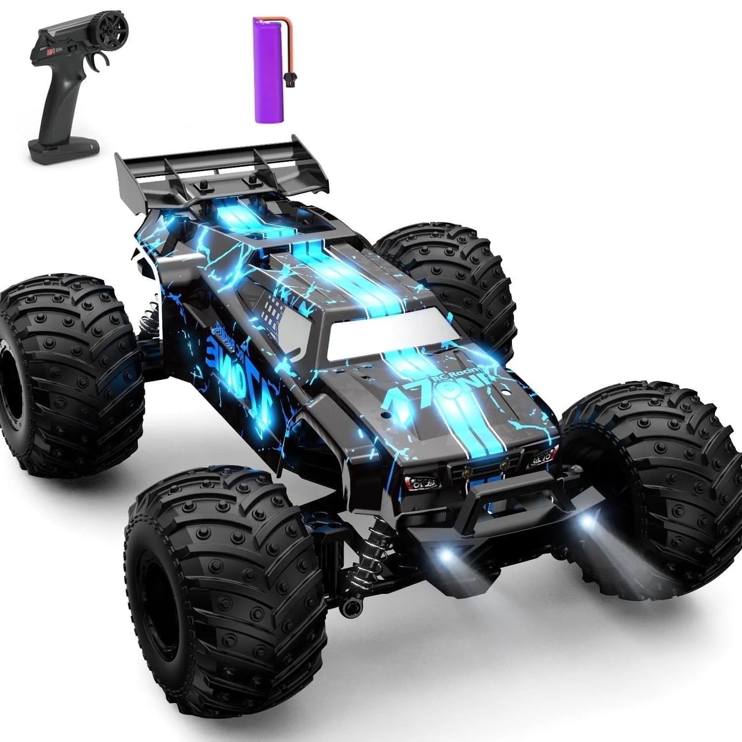20+ mph High Speed Glowing RC Car with Body Lights & Headlights Supersonic Hobby Rc Car, Remote Control Off-Road Truck, Rc Trucks with Rechargeable Batteries