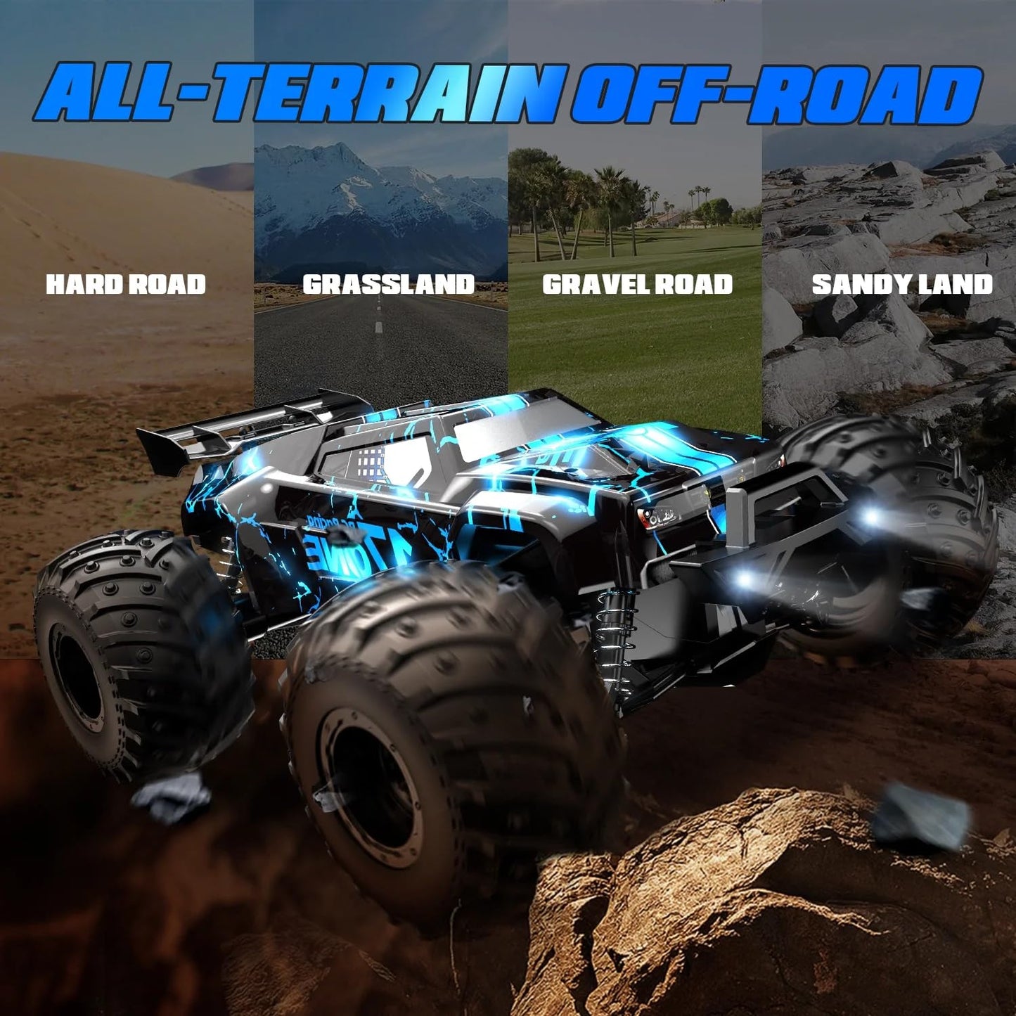 20+ mph High Speed Glowing RC Car with Body Lights & Headlights Supersonic Hobby Rc Car, Remote Control Off-Road Truck, Rc Trucks with Rechargeable Batteries