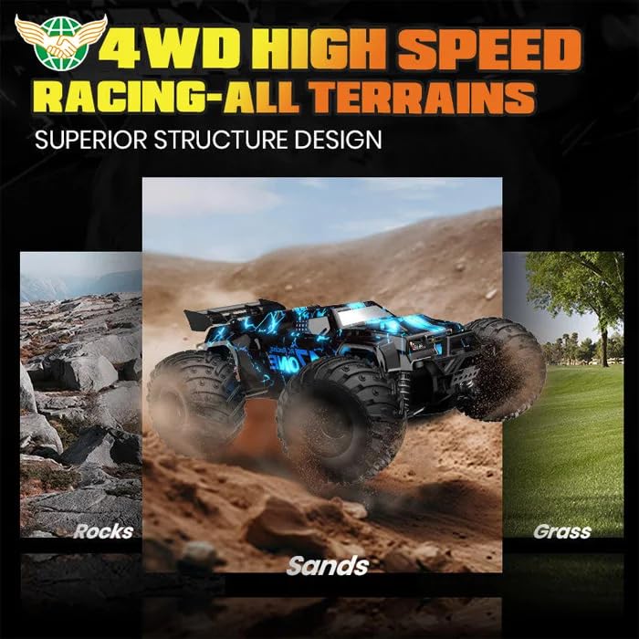 20+ mph High Speed Glowing RC Car with Body Lights & Headlights Supersonic Hobby Rc Car, Remote Control Off-Road Truck, Rc Trucks with Rechargeable Batteries