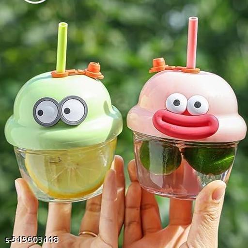210ml Cute Cartoon Drinking Glass Straw Cup for Kids - Any 1 Random