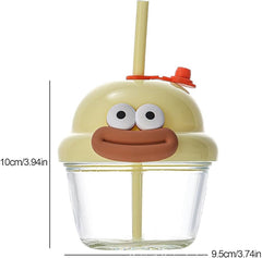 210ml Cute Cartoon Drinking Glass Straw Cup for Kids - Any 1 Random