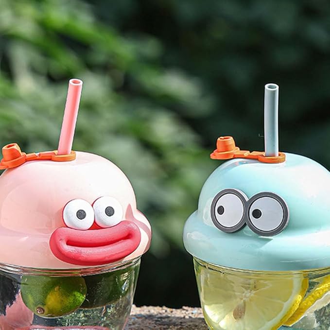 210ml Cute Cartoon Drinking Glass Straw Cup for Kids - Any 1 Random