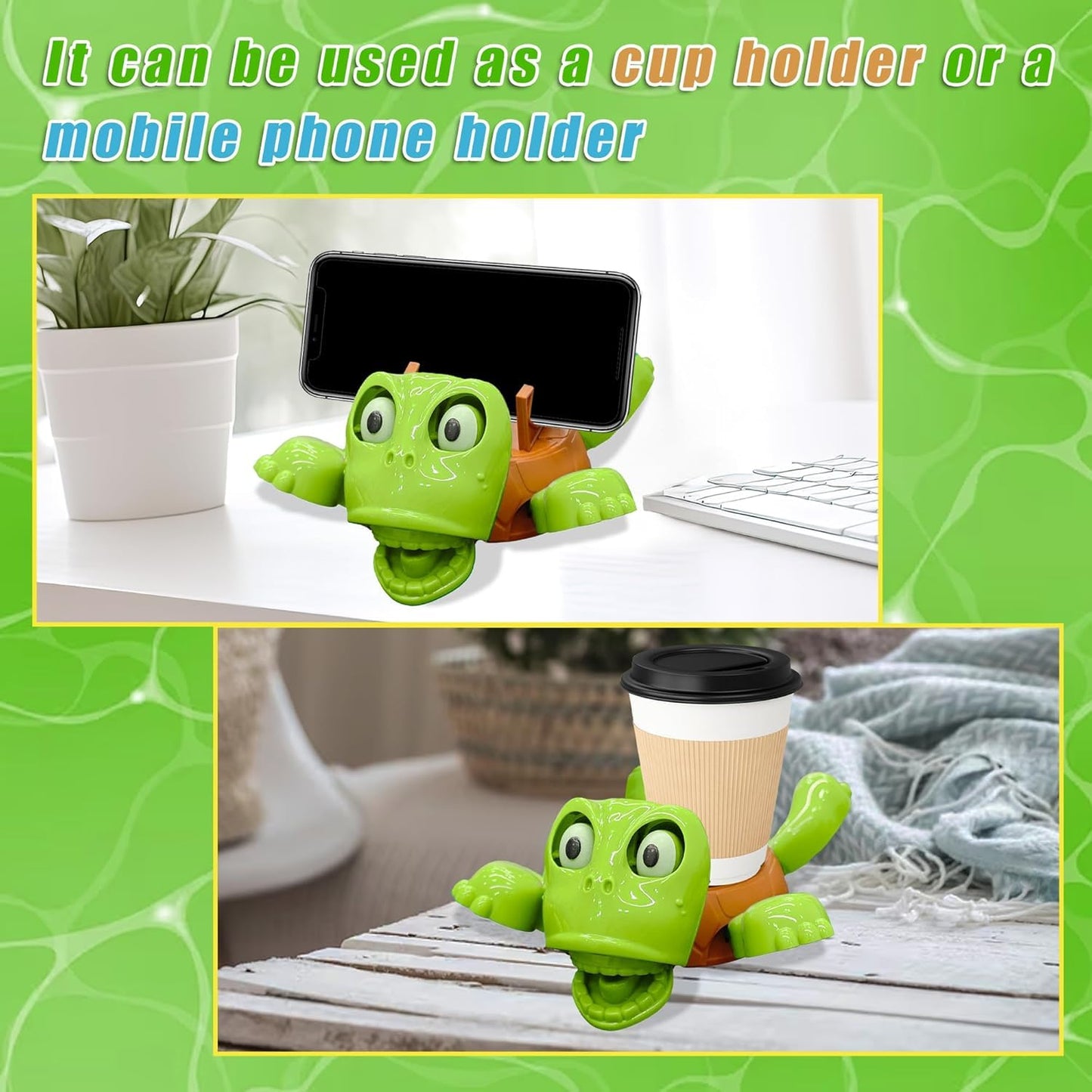 2 in 1 Funny Sleepy Turtle mobile holder cup stand Tortoise