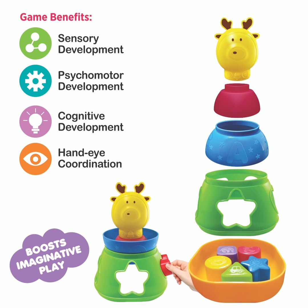 2 in 1 Gift set For Toddlers - Stacking and Shape Sorting Alphabet Cubes