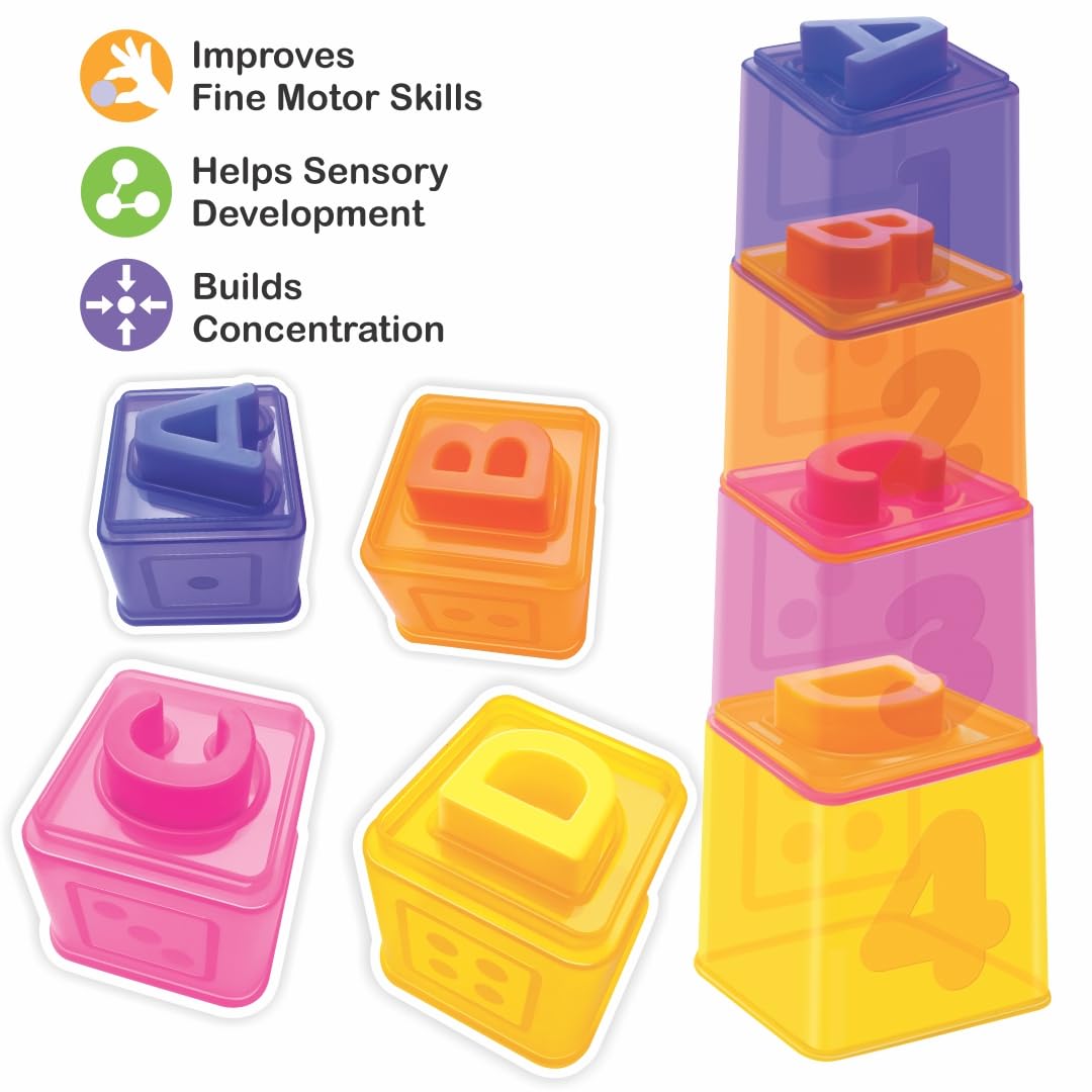 Stacking Cub 2 in 1 Gift set For Toddlers - Stacking and Shape Sorting Alphabet Cub ...
