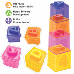 2 in 1 Gift set For Toddlers - Stacking and Shape Sorting Alphabet Cubes