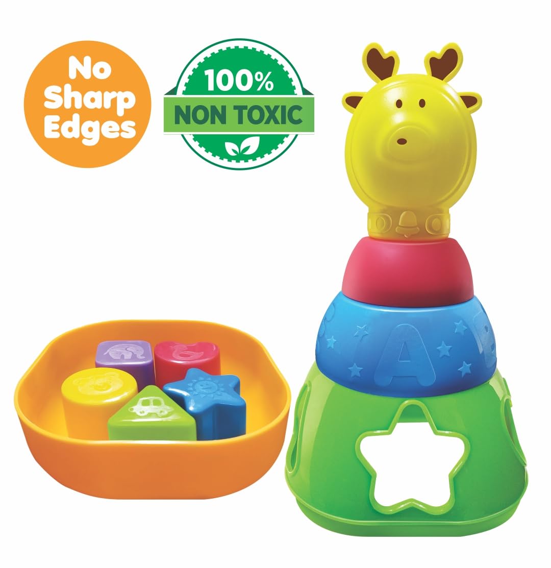 2 in 1 Gift set For Toddlers - Stacking and Shape Sorting Alphabet Cubes