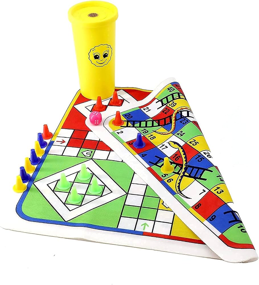 2 in 1 Ludo and Snake and Ladder Board Game- Premium Quality Printed Cloth