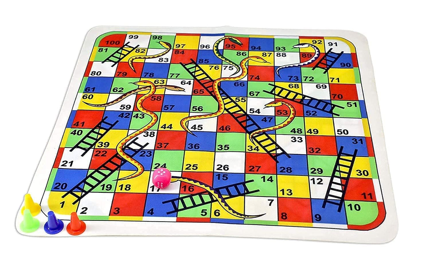 2 in 1 Ludo and Snake and Ladder Board Game- Premium Quality Printed Cloth