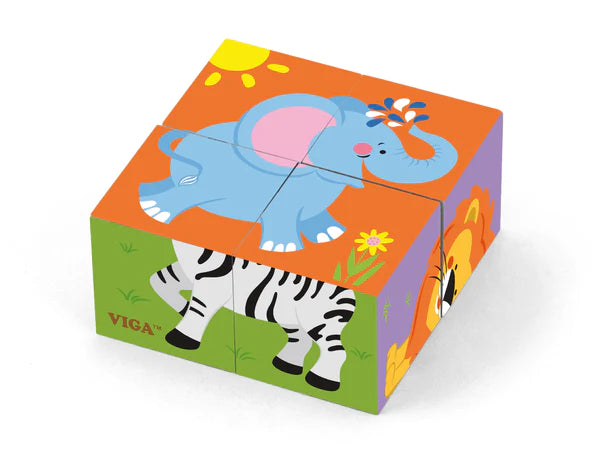 2*2 wooden 6 side puzzle small - 6 different puzzles in 1 pack
