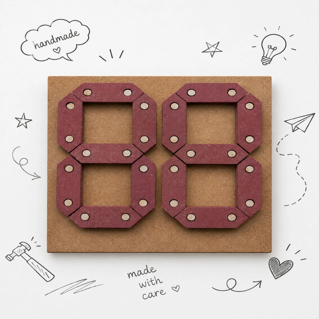 Wooden Digital Number Puzzle Board - 2 Digit
