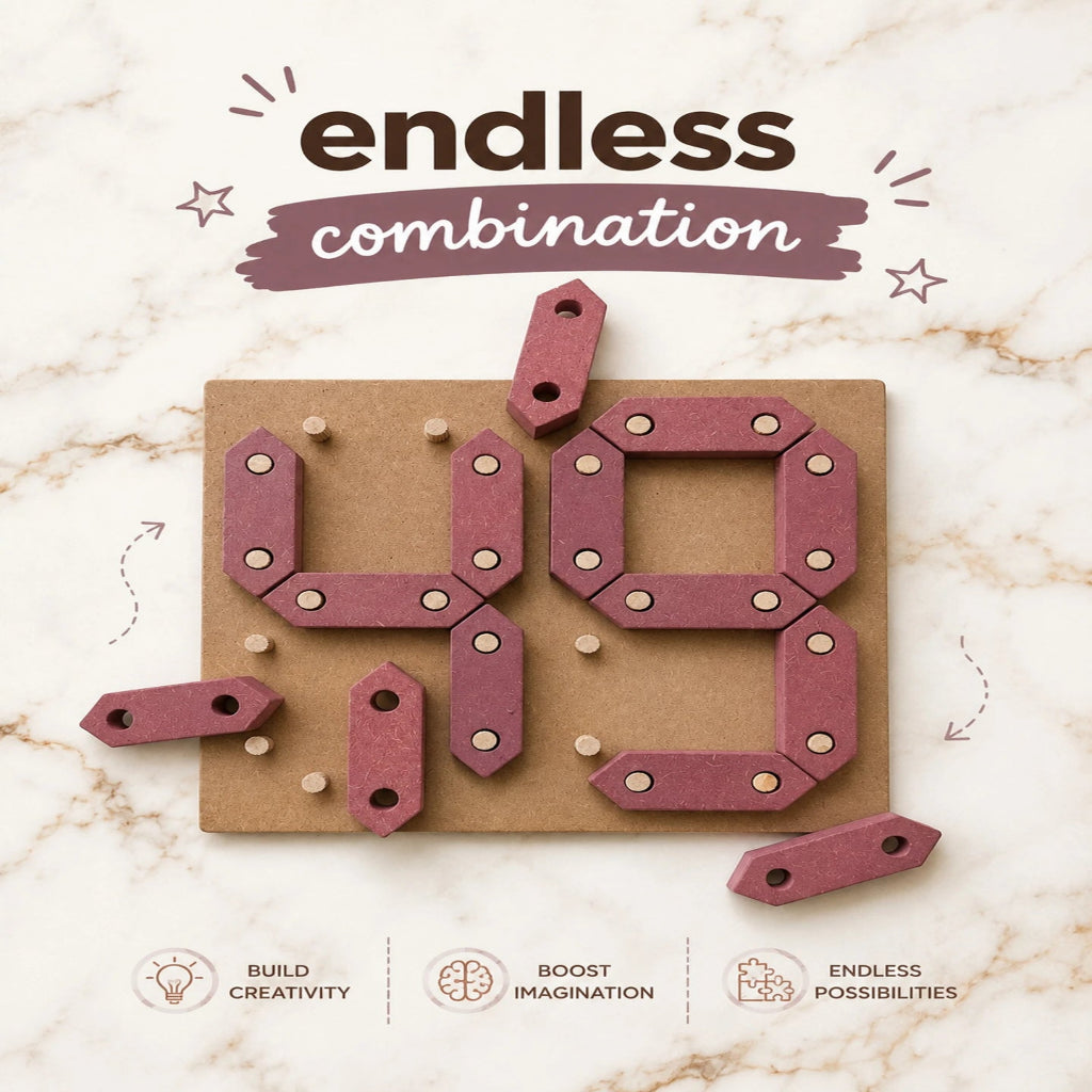 Wooden Digital Number Puzzle Board - 2 Digit