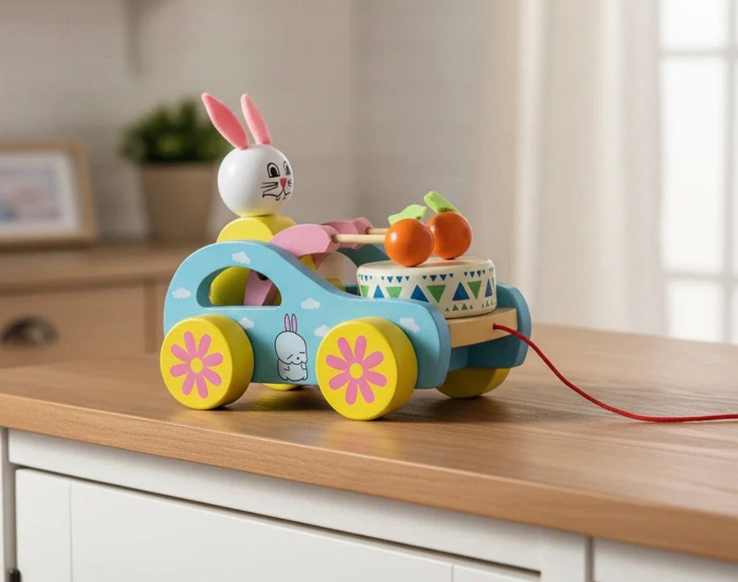 Wooden Bunny cart Pull along