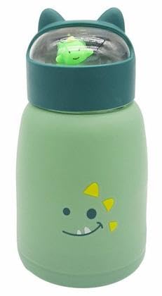 350 ml Cute glass water bottles, cat face shape- silicone protective cover with 3D -Ear shapped lid