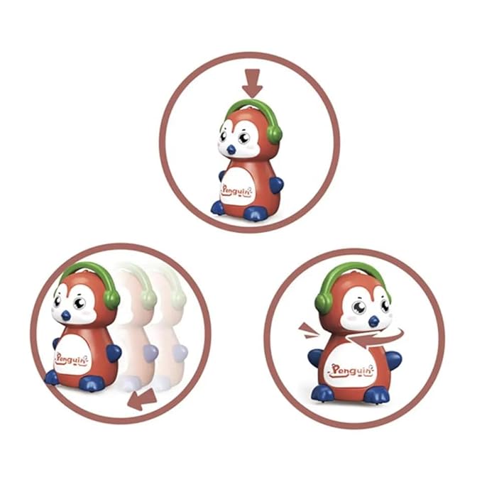 360 Degree Rotation Head Animal Sliding Cartoon Press go Walking Penguin Press and Run Toys