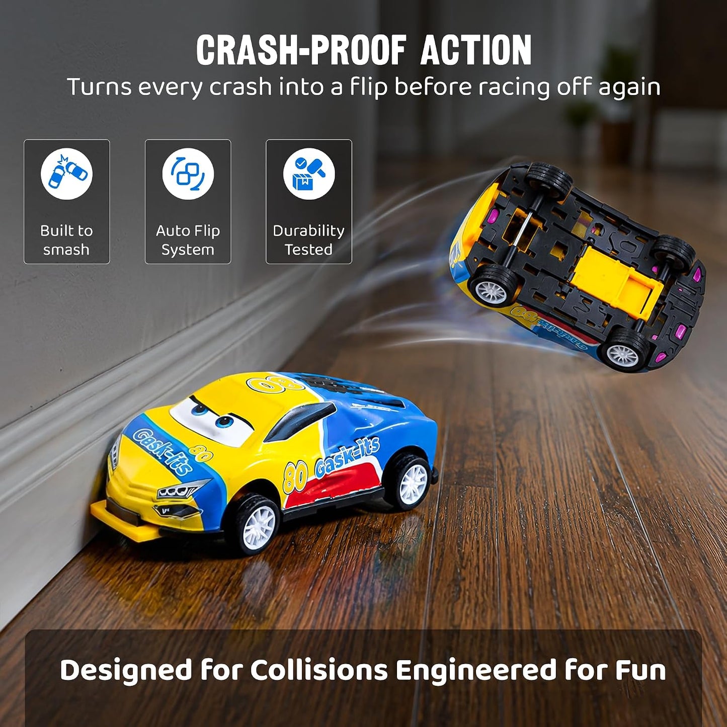 360° Flip Racer Toy Car | Crash, Flip & Land Stunt Toy | Pull Back Action Racing Vehicle | Car Race Game for Kids