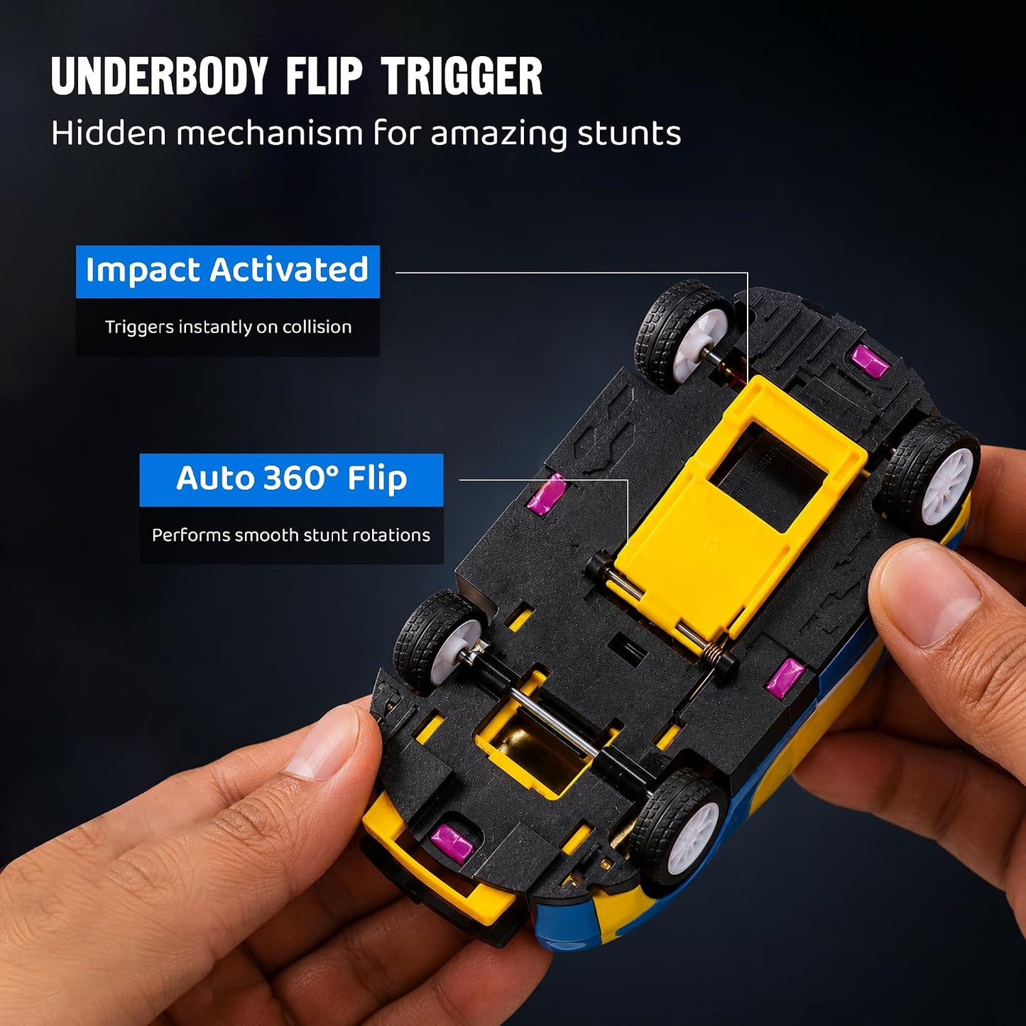 360° Flip Racer Toy Car | Crash, Flip & Land Stunt Toy | Pull Back Action Racing Vehicle | Car Race Game for Kids