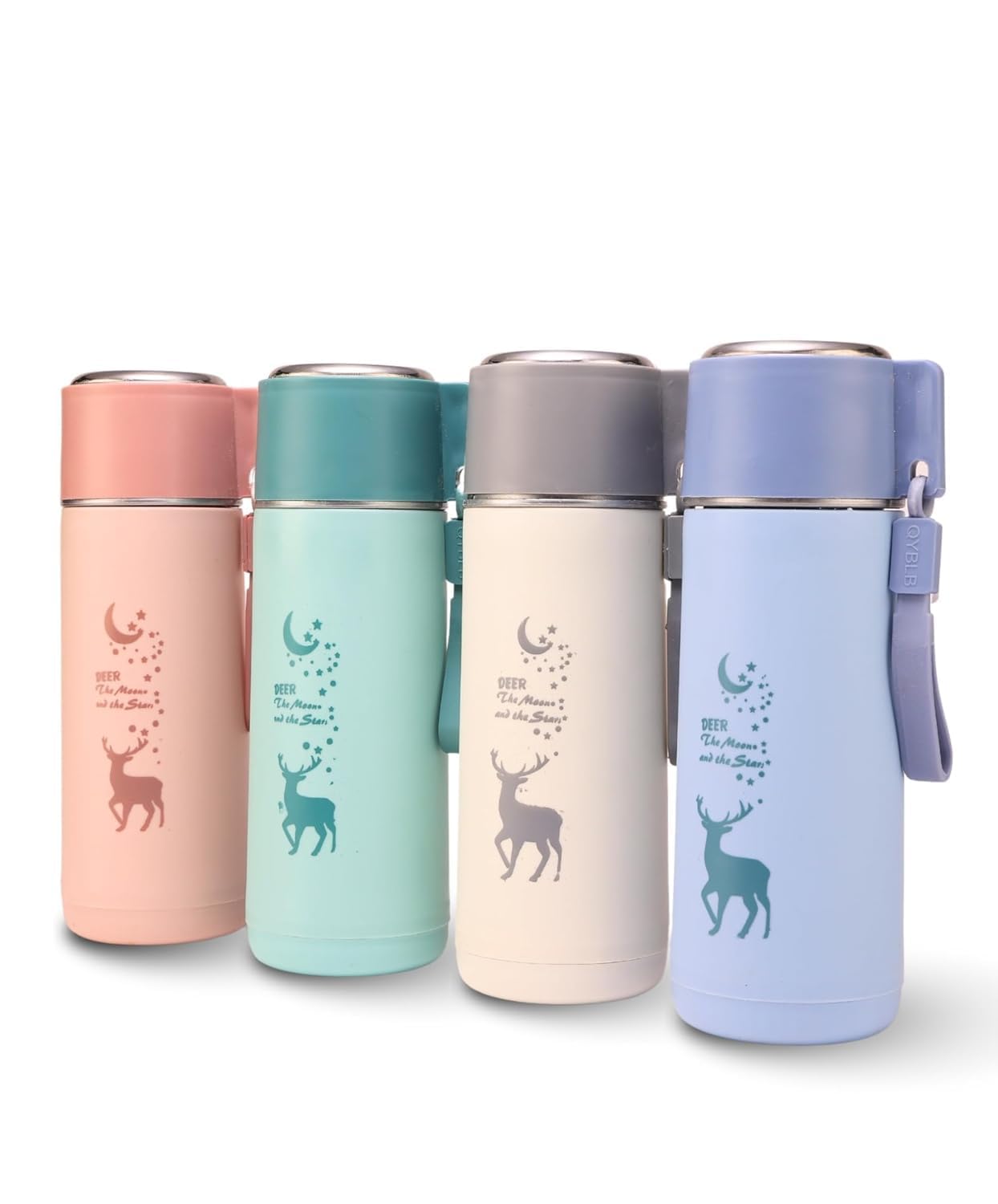 380ml Eco-Friendly Glass Water Bottle with Deer Moon and Stars Print