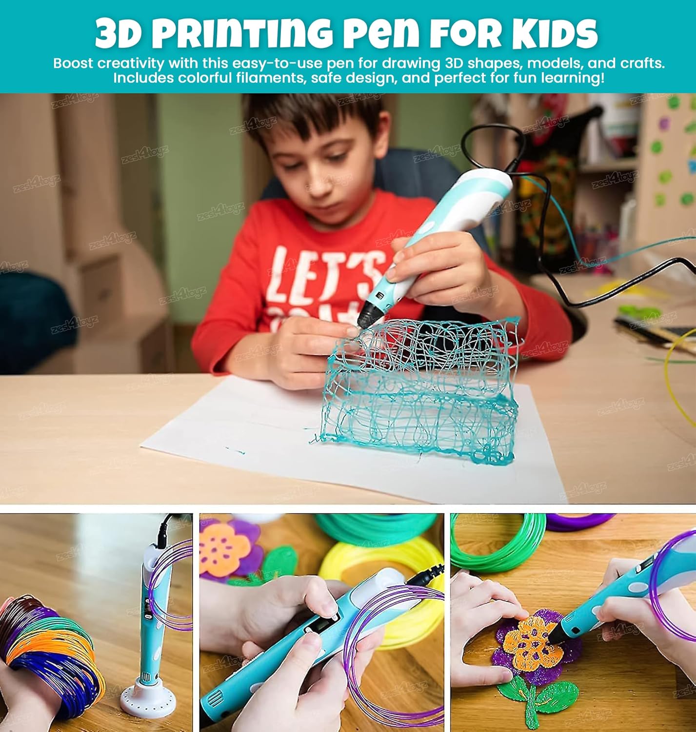 3D Pen-2 Professional | 3D Printing Drawing Pen with 3 x 1.75mm ABS/PLA Filament for Creative Modelling, Project and Education Purpose Pack of 1 Smart Pen
