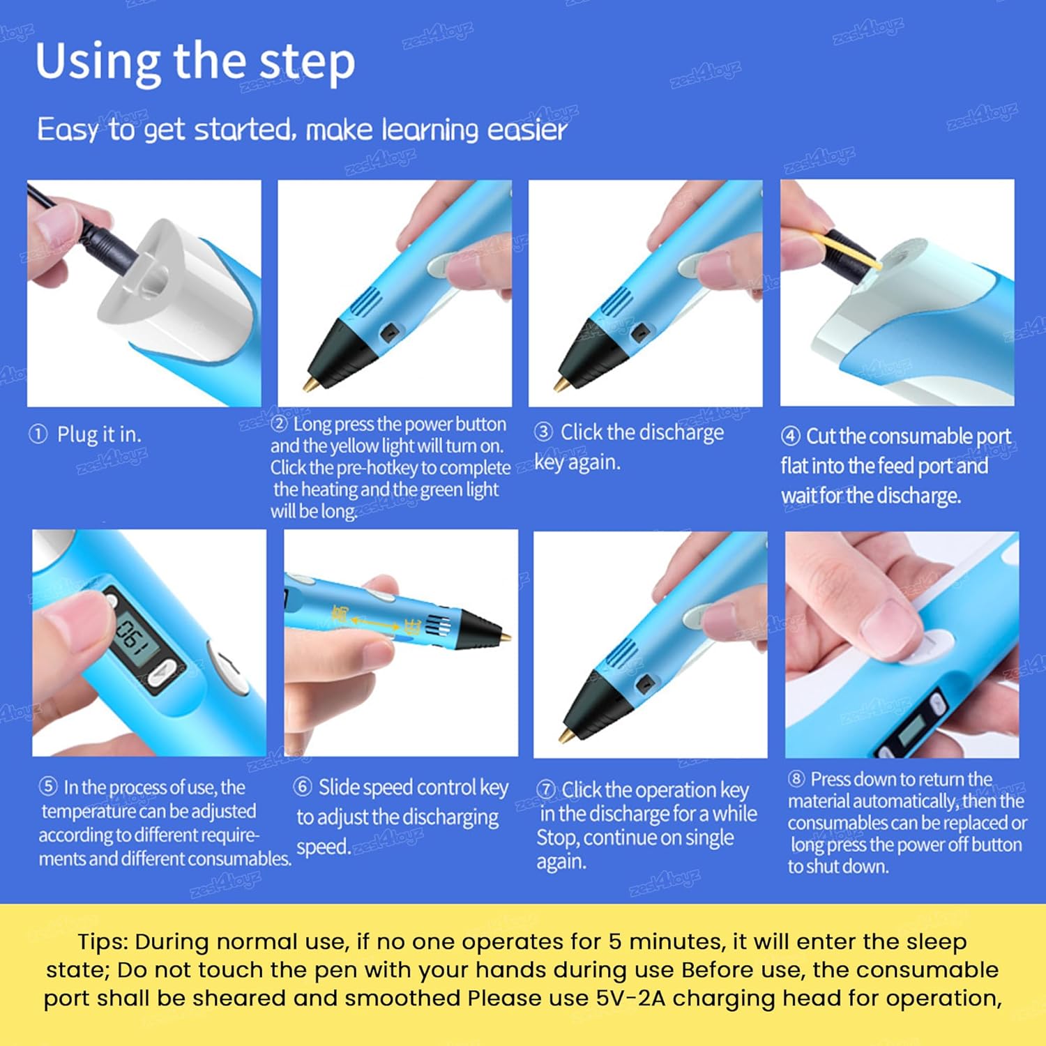 3D Pen-2 Professional | 3D Printing Drawing Pen with 3 x 1.75mm ABS/PLA Filament for Creative Modelling, Project and Education Purpose Pack of 1 Smart Pen