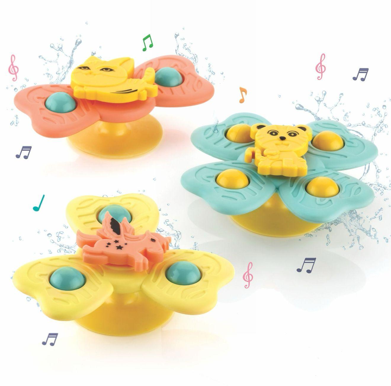 3 Pieces Baby Spinner Set - Travel and Bath Toy